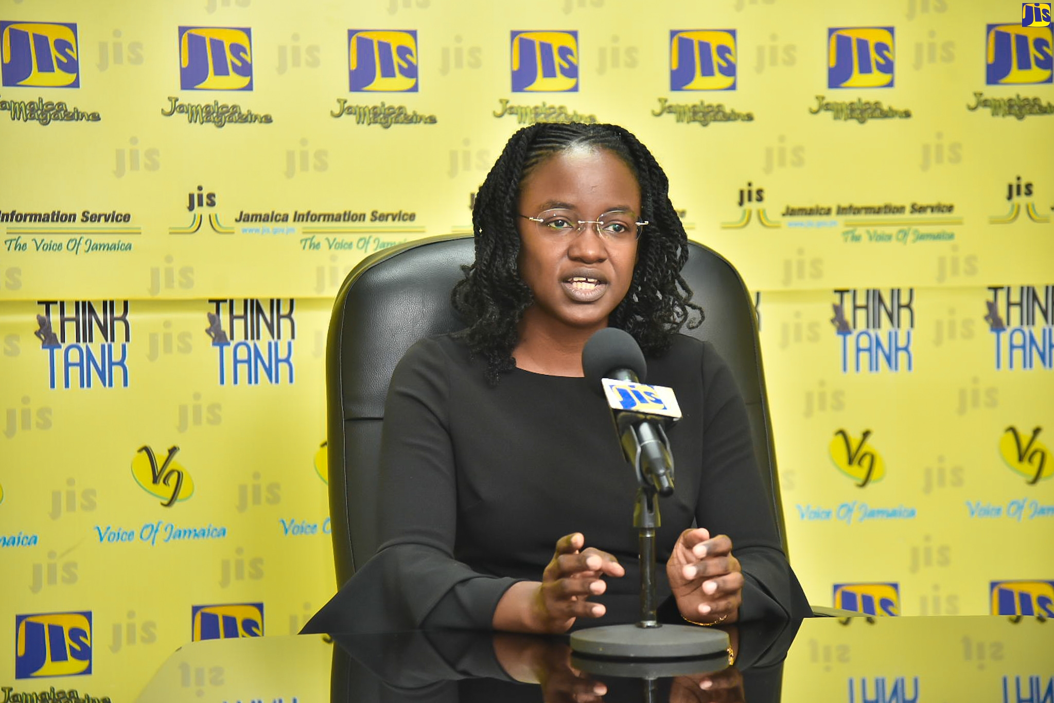 Principal Director for the Fisheries Compliance Licensing and Statistics Division of the National Fisheries Authority (NFA), Dr. Zahra Oliphant, speaks at a JIS ‘Think Tank’, today (March 14).