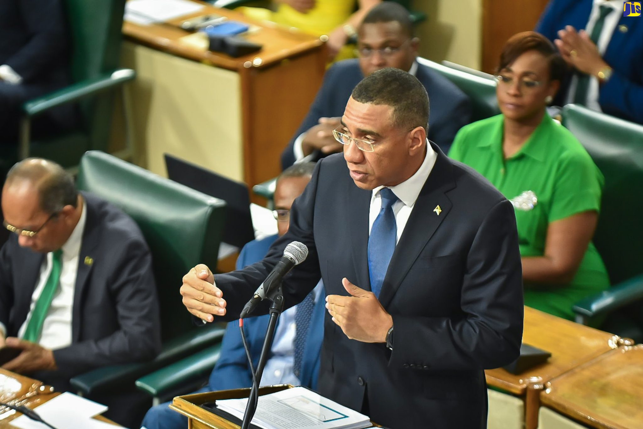 Prime Minister, the Most Hon. Andrew Holness, makes a point during his presentation in the 2023/24 budget debate in the House of Representatives on March 16.