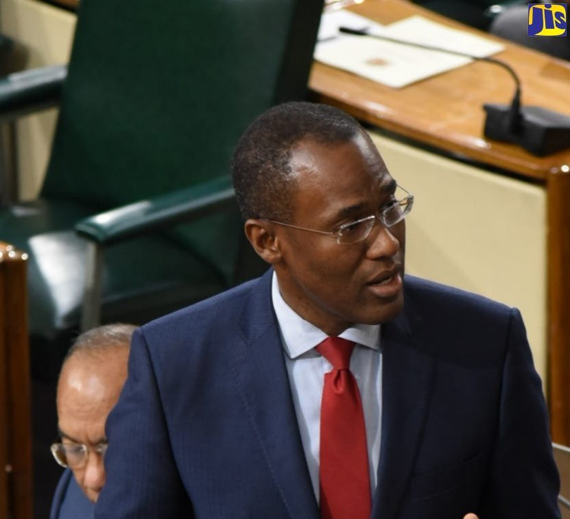 Minister of Finance and the Public Service, Dr. the Hon. Nigel Clarke, addressing the House of Representatives on Tuesday (March 28).