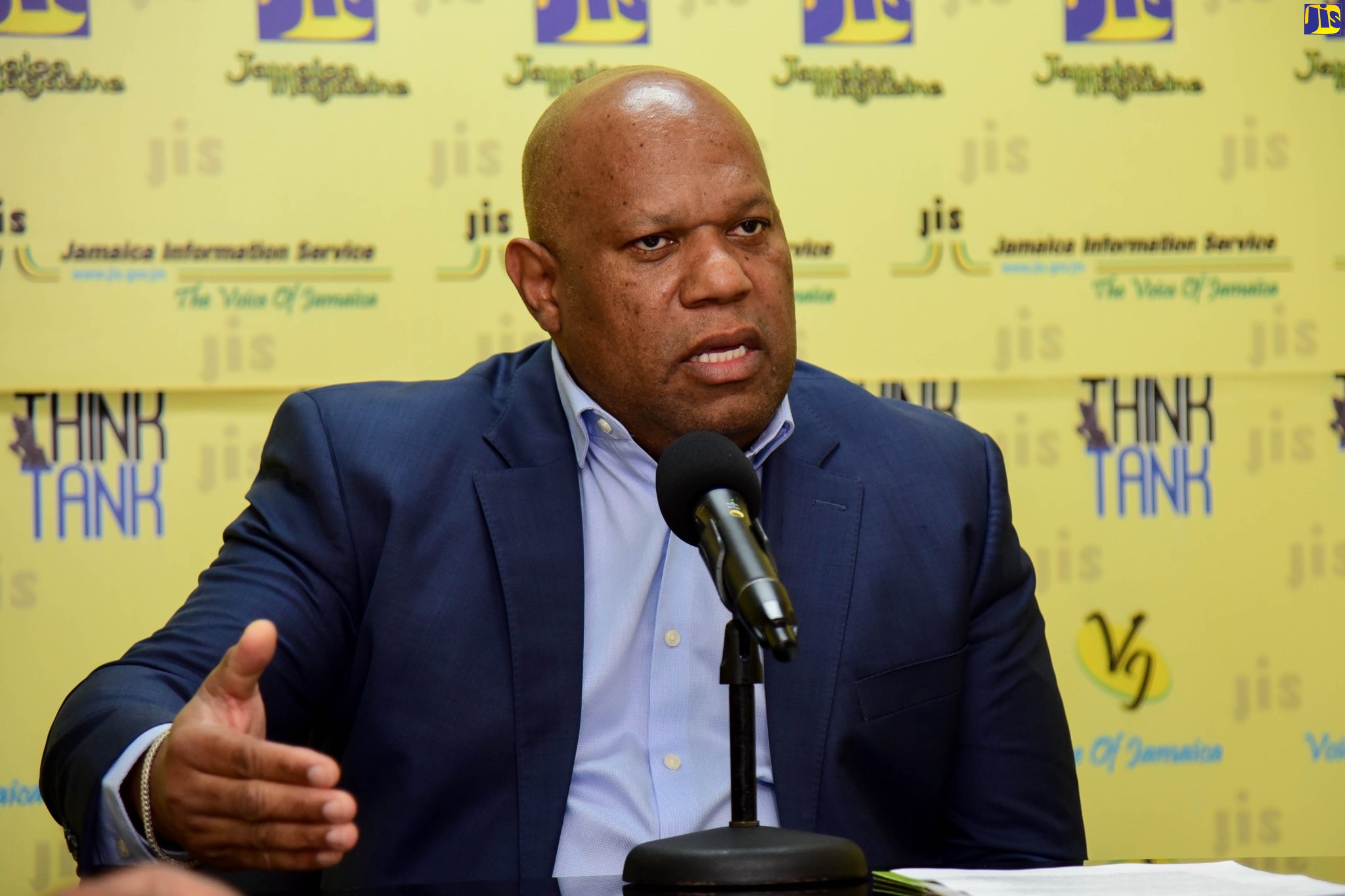 Jamaica Promotions Corporation (JAMPRO) Vice President in charge of Investment and Linkages, Norman Naar, speaking during a recent Jamaica Information Service (JIS) ‘Think Tank’ at the Agency’s head office in Kingston.