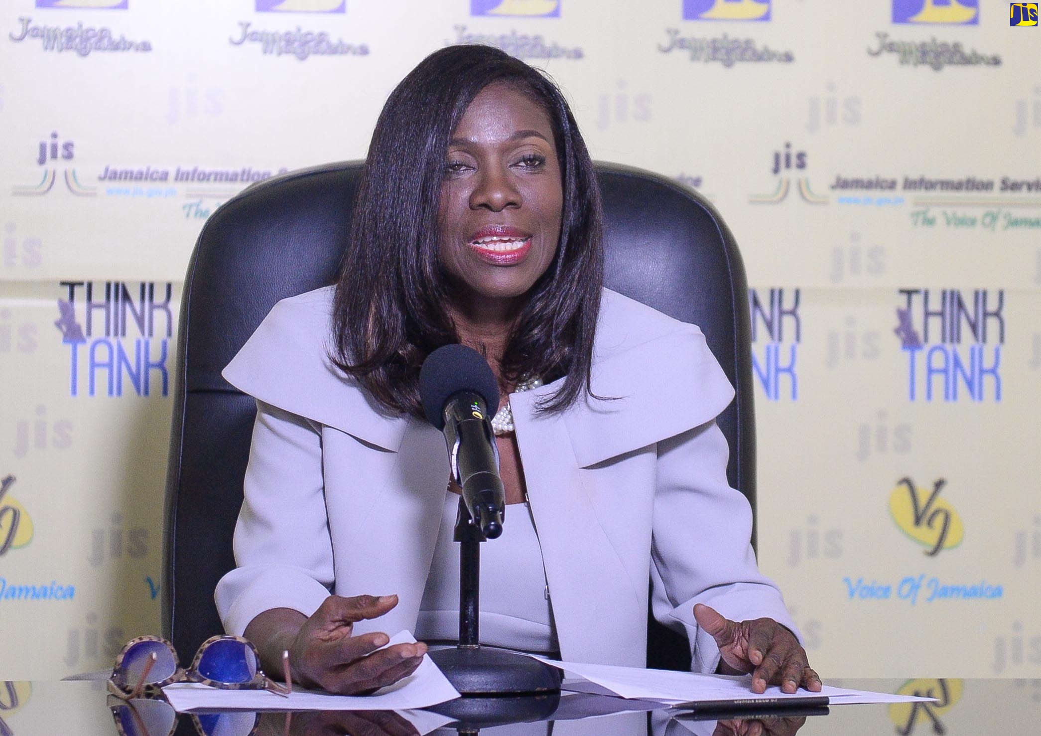 Deputy Chief Executive Officer (Acting), Companies Office of Jamaica, Heather Sutherland, speaking during a Jamaica Information Service (JIS) ‘Think Tank’ at the Agency’s head office in Kingston, on Tuesday (April 25).