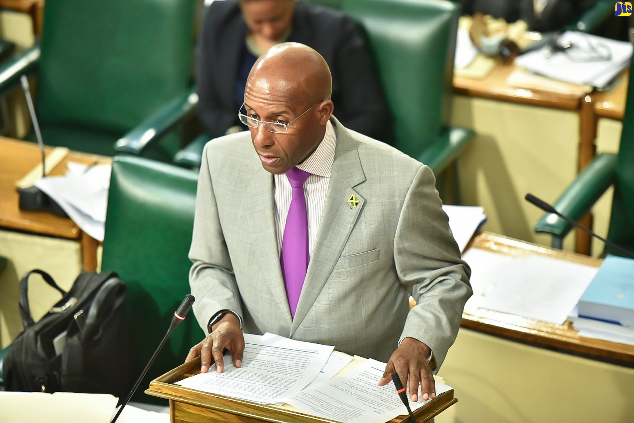 Donald De La Haye
DSC_0410: Minister of Industry, Investment and Commerce, Senator the Hon. Aubyn Hill, addressing Friday’s (April 21) sitting of the Upper House.