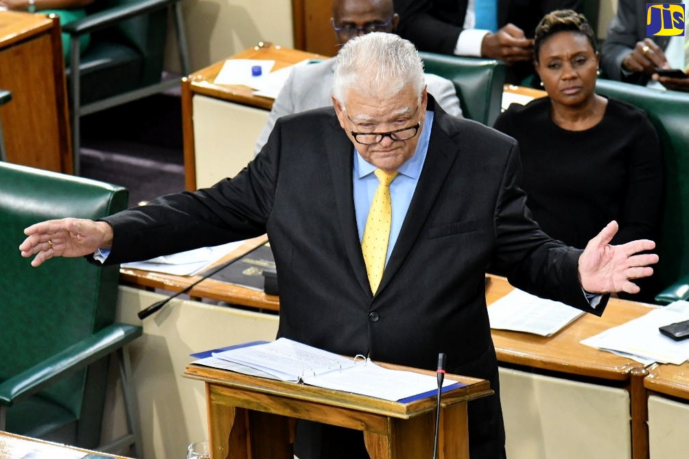 Minister of Labour and Social Security, Hon. Karl Samuda, makes his contribution to the 2023/24 sectoral debate in the House of Representatives on April 26.