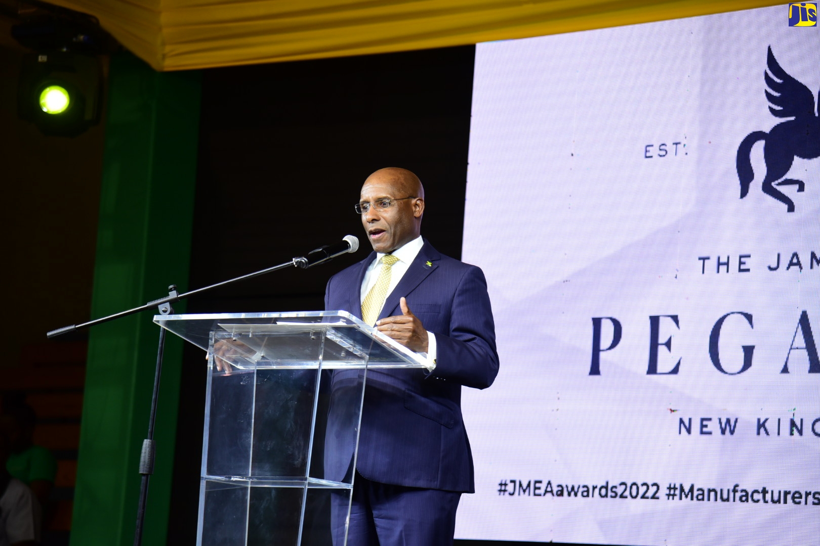 Senator the Hon. Aubyn Hill, address the opening of Expo Jamaica 2023 trade show on April 27 at the National Indoor Sports Centre in Kingston