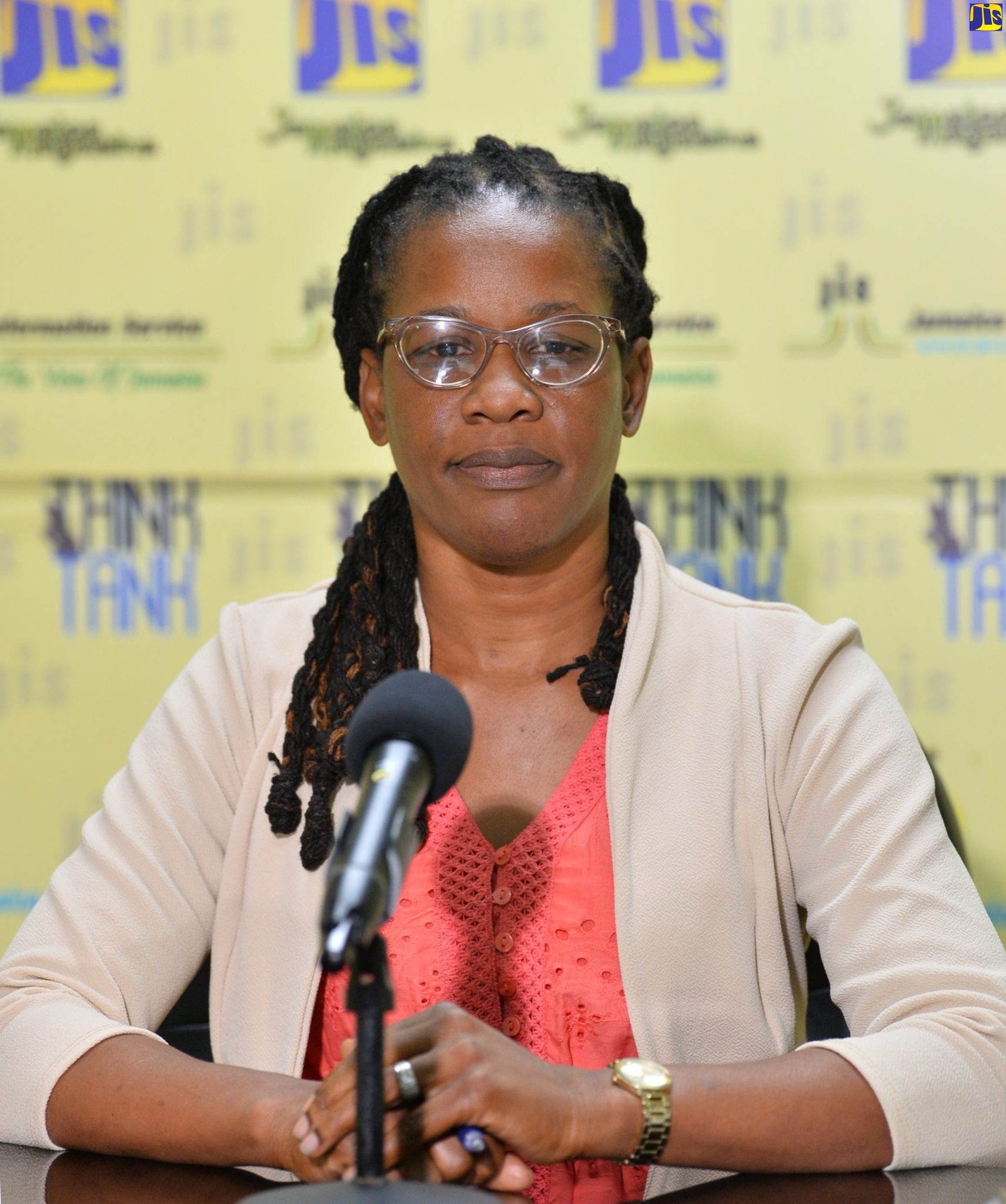 Banana and Plantain Farmer, Winsome Crosdale-Delaney, speaking at a recent JIS Think Tank.