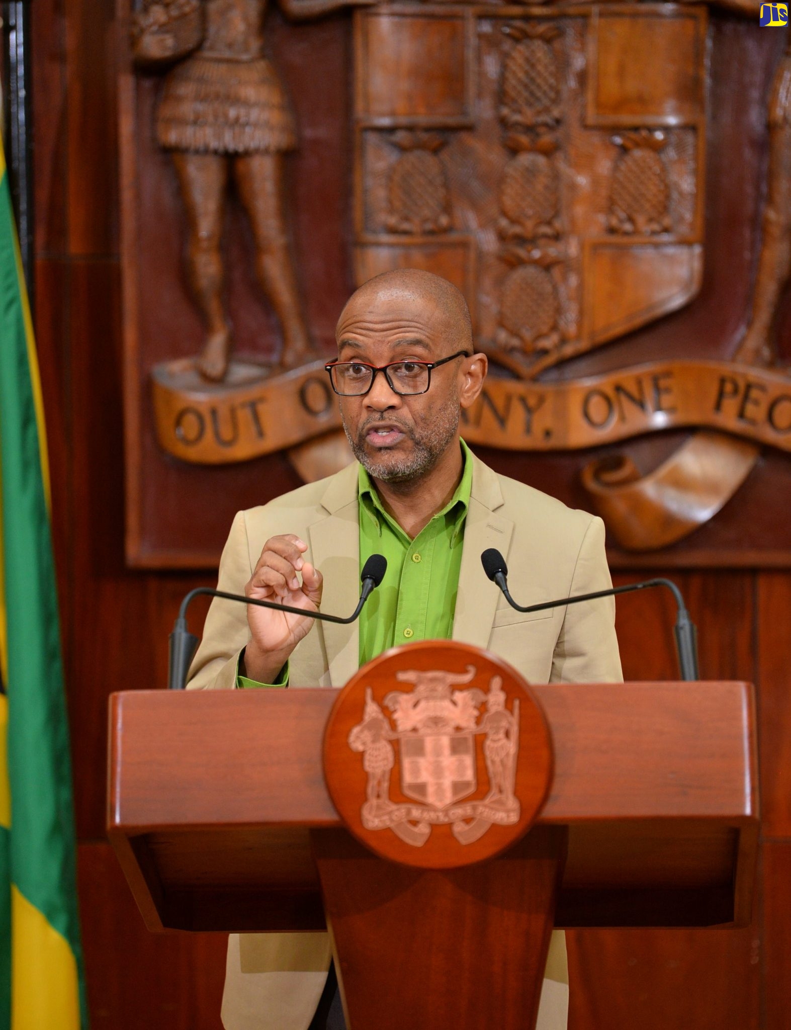 Principal Director of the Meteorological Service of Jamaica, Evan Thompson, speaks at a post Cabinet press briefing, today (April 26), at Jamaica House.