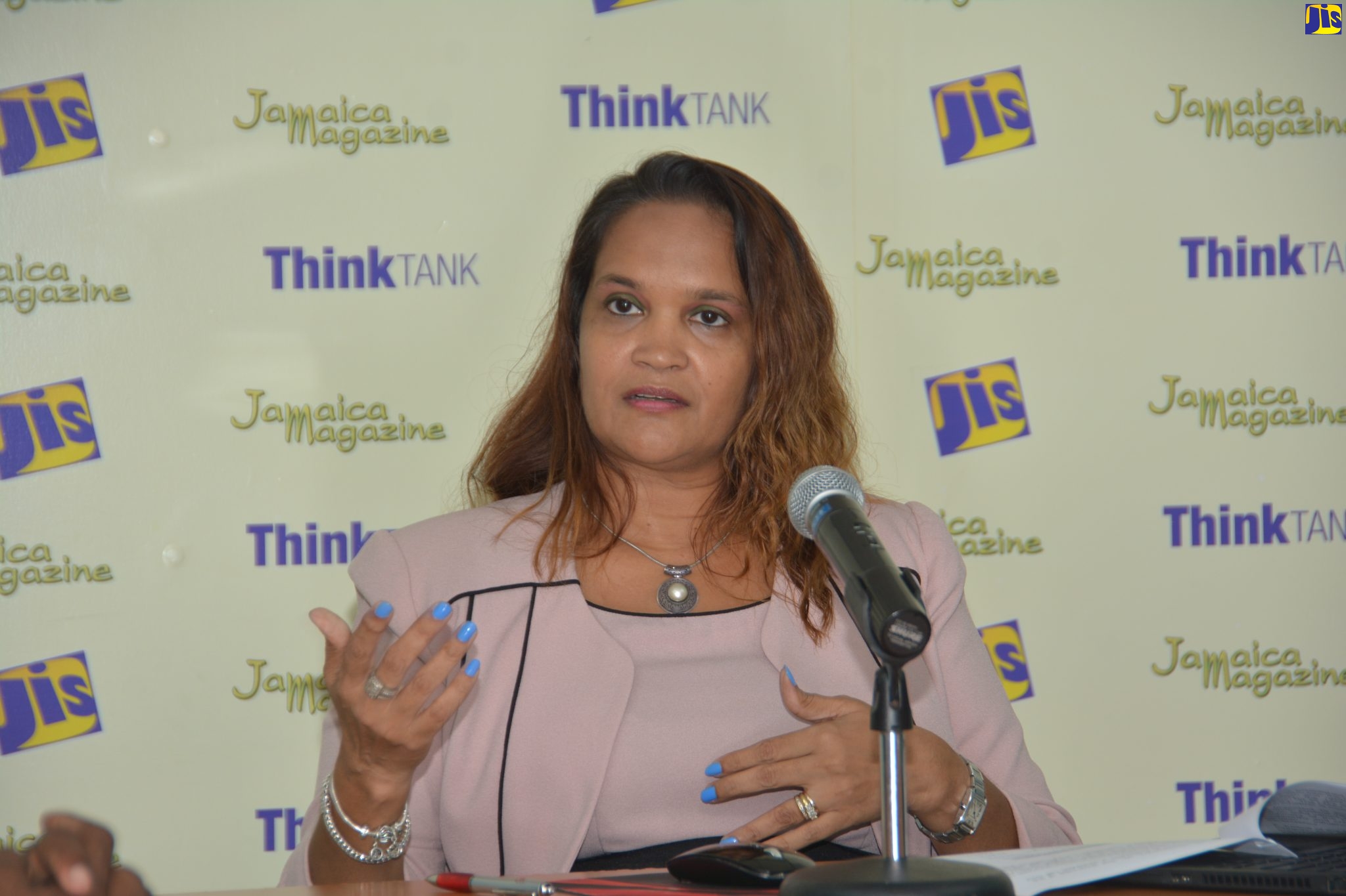 Lay Magistrates Association of Jamaica (LMAJ) St. James Chapter President, Suzette Ramdanie-Linton, speaking during a Jamaica Information Service (JIS) ‘Think Tank’ at the Agency’s Montego Bay Regional Office in St. James on Tuesday (May 9).