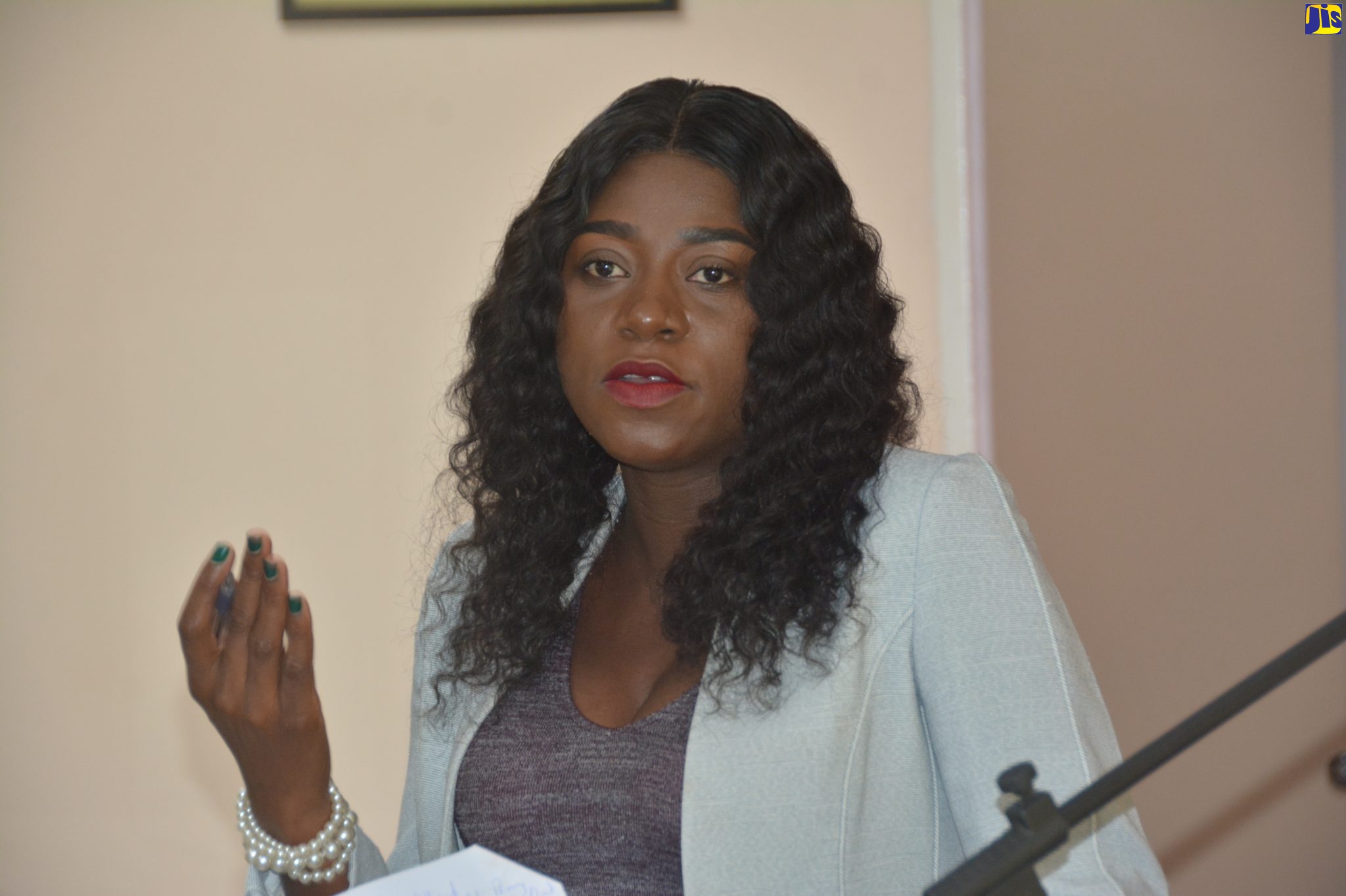 Parish Coordinator for Disaster Preparedness at the St. Elizabeth Municipal Corporation, Ornella Lewis, addresses the St. Elizabeth’s Humanitarian Sub-Committee at the St. Elizabeth Municipal Corporation on Tuesday, May 30. 