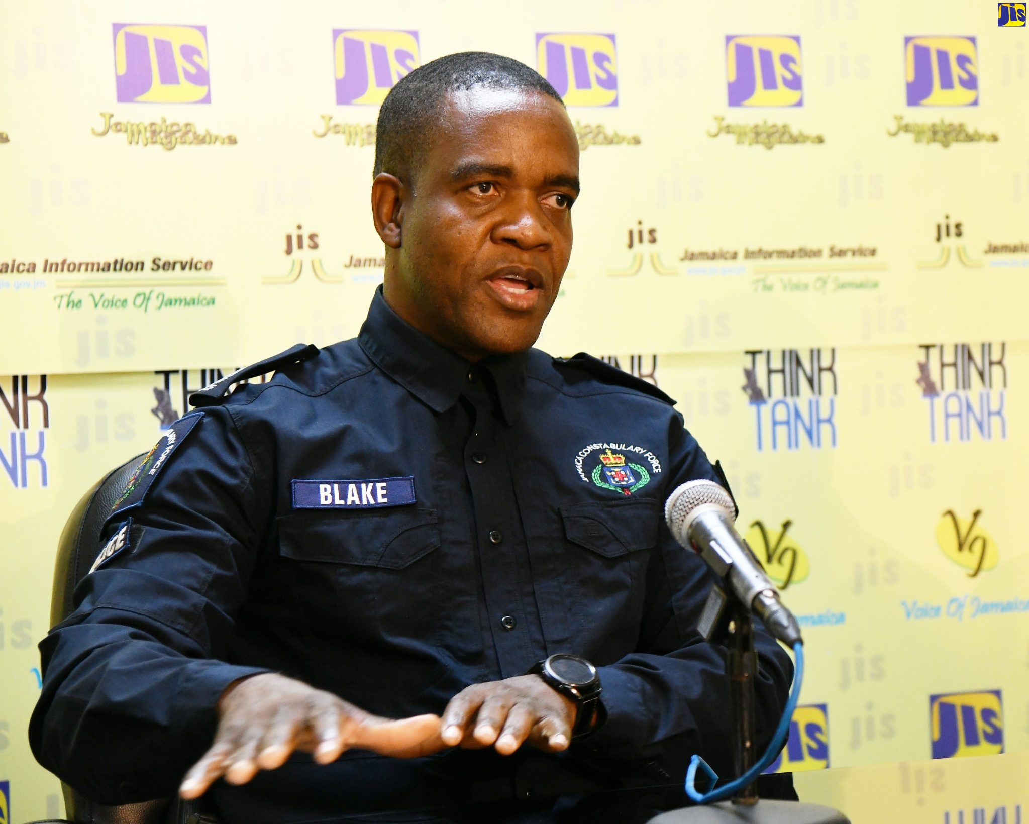 Deputy Commissioner of Police (DCP) with responsibility for Force Development and Logistics, Dr. Kevin Blake, provides details about the Jamaica Constabulary Force (JCF) inaugural ‘Transformations JCF – People, Quality and Technology (PQT) Expo’, during a recent JIS Think Tank. The Expo will be held at the National Arena in Kingston from May 11 to 14.