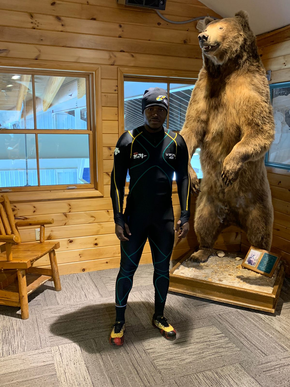Member of Jamaica’s Bobsled Team and former ward of the State, 21-year-old Anthony Ellis, dressed in his national uniform in preparation for the North America’s Cup championship, in New York, recently. 