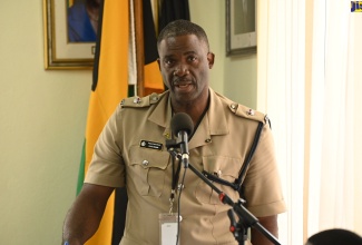 Commanding Officer for the Portland police division, Superintendent Lloyd Darby, addresses the monthly meeting of the Portland Municipal Corporation on Thursday (July 13) in Port Antonio.
