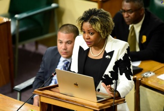 AWP 8679: Minister without Portfolio in the Office of the Prime Minister, Senator Dr. the Hon. Dana Morris Dixon, makes her presentation in State of the Nation Debate in the Senate, on Friday (July 14)