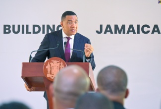 Prime Minister, the Most Hon. Andrew Holness, addressing the quarterly press briefing at the Office of the Prime Minister on August 3.