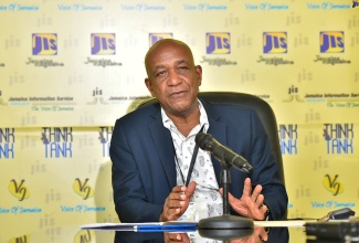 Executive Director, Jamaica Cultural Development Commission (JCDC), Lenford Salmon, speaking during a recent Jamaica Information Service (JIS) ‘Think Tank’ at the Agency’s head office in Kingston.