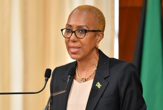 Minister of Education and Youth, Hon. Fayval Williams, addresses Wednesday’s (August 30) post-Cabinet press briefing at Jamaica House.