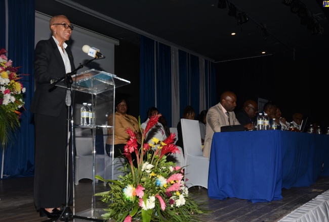 Minister of Education and Youth, Hon. Fayval William, addresses the Jamaica Teachers’ Association (JTA) 59th Annual Conference Awards Ceremony, held at the Royalton Negril Resorts and Spa in Hanover on Wednesday, August 23. The event was held under the theme ‘Advancing the Vision: Reigniting the Passion through Equitable, Inclusive Educational Opportunities’.