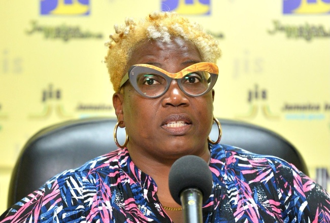 Director, Enabling Environment and Human Rights Unit at the National Family Planning Board (NFPB), Karlene Temple Anderson, addresses a JIS Think Tank on the NFPB’s Champions for Change Campaign, on August 22.