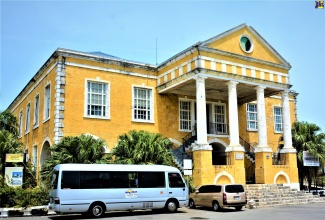Court House building in Falmouth that houses the offices of the Trelawny Municipal Corporation and the Parish Court, now partially closed after the roof covering the Parish Court collapsed recently.
