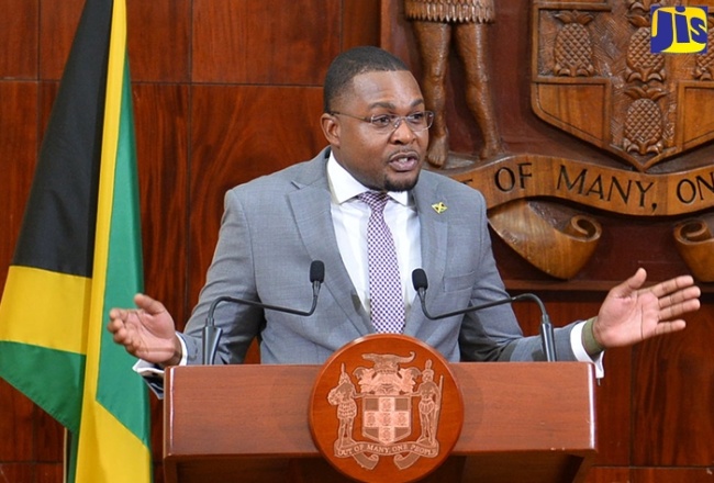 Minister without Portfolio in the Office of the Prime Minister with Responsibility for Information, Hon. Robert Morgan, responds to a question posed during Wednesday’s (July 19) post-Cabinet press briefing at Jamaica House.