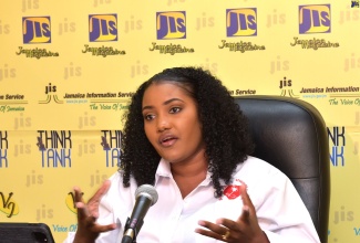 Senior Manager, Health Services, Heart Foundation of Jamaica, Monique Willis, addresses a Jamaica Information Service (JIS) ‘Think Tank’ at the Agency’s Head Office in Kingston, on Wednesday (August 16).