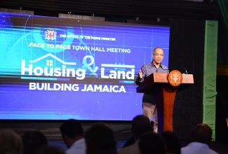 Deputy Prime Minister and Minister of National Security, Hon. Dr. Horace Chang, addresses Thursday’s (September 1) Town Hall on Housing and Land, at Harmony Beach Park in Montego Bay, St. James.