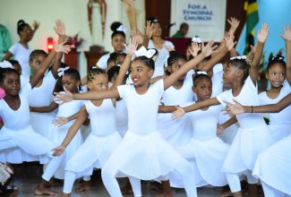 Students of the St. Theresa Preparatory School perform a dance at a special mass to mark the 70th anniversary of the institution held on Sunday (September 10), at the St. Theresa Roman Catholic Church, 61½ Deanery Road, Kingston 4.