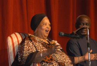 Celebrated Jamaican poet, performer, writer, educator, folklorist and activist, the late Hon. Louise Bennett-Coverly (left), along with late former University of the West Indies Vice Chancellor, Ralston Milton “Rex” Nettleford. 