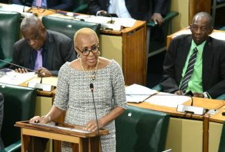 Minister of Education and Youth, Hon. Fayval Williams, addresses the House of Representatives on Tuesday (September 19).