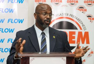 Acting Director General, Office of Disaster Preparedness and Emergency Management (ODPEM), Richard Thompson, addresses the inaugural Lightning Talks Forum and Panel Discussion at the Hotel Four Seasons in St. Andrew on Wednesday, September 13.

