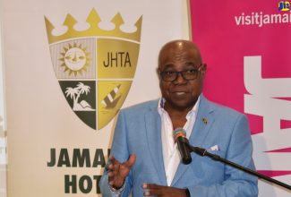 Tourism Minister, Hon. Edmund Barlett, addresses Thursday’s (September 7) Jamaica Product Exchange (JAPEX) 2023 press launch at the Courtleigh Hotel and Suites in Kingston.