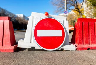 Road closed sign. 