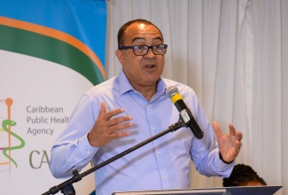 Minister of Health and Wellness, Dr. the Hon. Christopher Tufton, delivers the keynote address during the opening of the Regional Consultation on the Framework for the Caribbean Moves Initiative, held on Tuesday (October 24) at the Jamaica Pegasus Hotel in New Kingston.