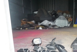 Some of the electronic waste (e-waste) items that were dropped off by persons at the recent National Solid Waste Management Authority (NSWMA) e-waste expo.

