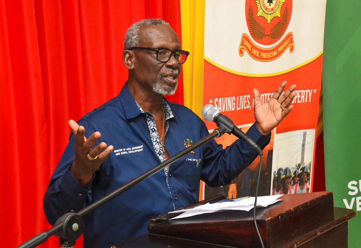 Minister of Local Government and Community Development, Hon. Desmond McKenzie, speaking during the recent launch of Fire and Life Safety Awareness Week at the Police Officers Club in St. Andrew.