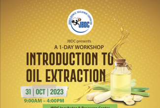 Flyer for the Jamaica Business Development Corporation’s ‘Introduction to Oil Extraction’ workshop.

