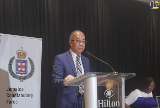 Deputy Prime Minister and Minister of National Security, Hon. Dr. Horace Chang, addresses the Inspectors’ Branch Board (IBB) Inspectors’ Symposium, which was held at the Hilton Rose Hall Resort in St. James on Wednesday (October 25).

