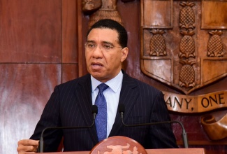 Prime Minister, the Most Hon. Andrew Holness, addressing a recent post-Cabinet press briefing at Jamaica House.

