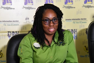 Acting Senior Geographic Information Systems Manager and Trainer, National Spatial Data Management Branch (NSDMB), Nadisha Poyser provide details about ‘Geo-Talks’ during a recent Jamaica Information Service (JIS) ‘Think Tank’ at the Agency’s head office in Kingston.