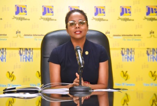 Minister of Legal and Constitutional Affairs, Hon. Marlene Malahoo Forte, addresses a Jamaica Information Service (JIS) Think Tank, today (November 23).                                             

