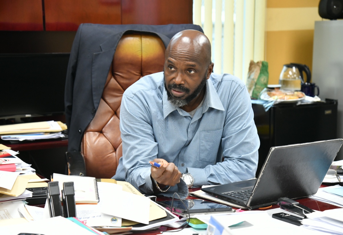 Acting Director General of the Office of Disaster Preparedness and Emergency Management (ODPEM), Richard Thompson, speaks with JIS News at his New Kingston offices recently.
