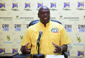 Chairman of the Bustamante Hospital for Children’s 60th Anniversary Planning Committee, Dr. Brian James, addresses a JIS Think Tank on November 2, on the activities that form a part of the hospital’s year-long celebration.

