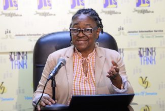 Acting Deputy Director General, Office of Disaster Preparedness and Emergency Management (ODPEM), Michelle Edwards, speaking during a Jamaica Information Service (JIS) ‘Think Tank’ at the Agency’s Head Office in Kingston on Thursday (November 9).

