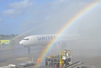 The inaugural United Airlines flight from Denver, Colorado, arriving at the Sangster International Airport (SIA) in Montego Bay, St. James, on Saturday (November 4). The new flight will now make weekly stops at SIA.

 
