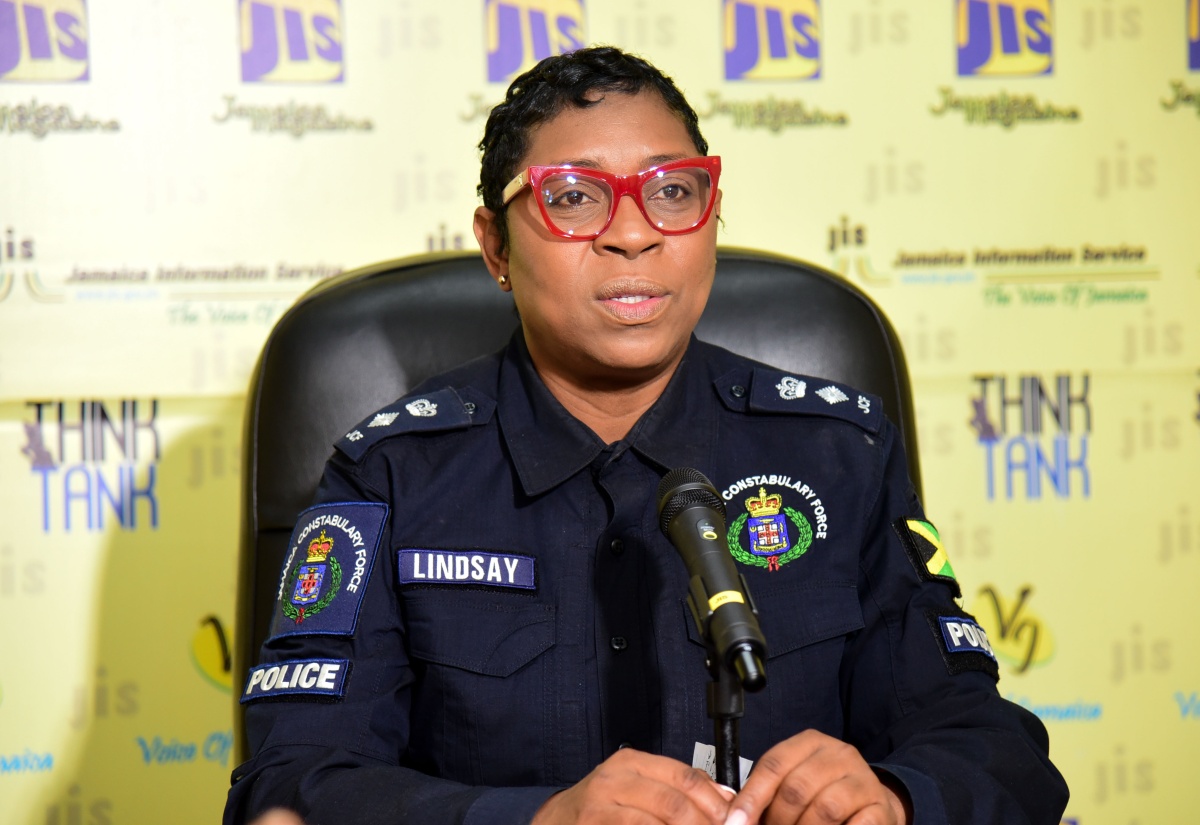 Head of the Jamaica Constabulary Force (JCF) Corporate Communications Unit, Senior Superintendent of Police (SSP) Stephanie Lindsay, addresses a recent JIS Think Tank.