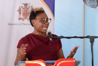 Minister of State at the National Security Ministry, Hon. Juliet Cuthbert-Flynn, delivers the keynote address at an Awards and Recognition Ceremony for inmates who participated in the Department of Correctional Services (DCS) Summer Programme, held at the St. Catherine Adult Correctional Centre in Spanish Town on December 11.

