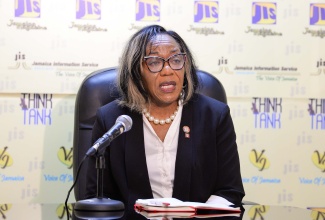 Director of Standards, Bureau of Standards Jamaica (BSJ), Julia Bonner Douett, speaking during a recent Jamaica Information Service (JIS) ‘Think Tank’. 

