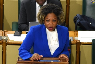 Minister without Portfolio in the Office of the Prime Minister with oversight for Skills and Digital Transformation, Senator Dr. the Hon. Dana Morris Dixon, speaks in the Senate on Friday (December 8).