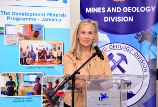 Head of Delegation, European Union (EU) Ambassador to Jamaica, Her Excellency Marianne van Steen, addresses the closing ceremony for phase two of the Organization of African, Caribbean and Pacific States (ACPS) - European Union (EU) Development Minerals Programme, implemented by United Nations Development Programme (UNDP) and the Mines and Geology Division (MGD).

