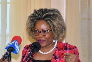 Minister without Portfolio in the Office of the Prime Minister with responsibility for Skills and Digital Transformation, Senator Dr. the Hon. Dana Morris Dixon, addressing the WorldSkills Autonomous Mobile Robotics Invitational Training Camp opening ceremony at the Cardiff Hotel and Spa in St. Ann on Tuesday (January 16). 