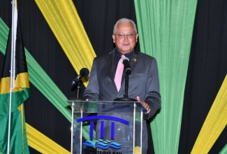 Minister of Justice, Hon. Delroy Chuck, addressing the Justice of the Peace Commissioning Ceremony for St. James on Wednesday (January 17). The event was held at the Montego Bay Convention Centre in Rose Hall, St. James.